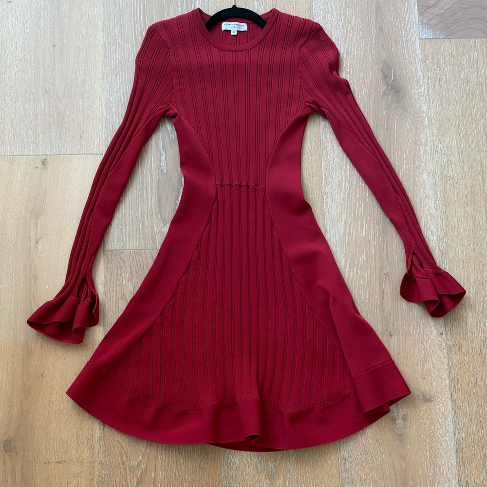 Esteban Cortazar Long Sleeve Burgundy Dress